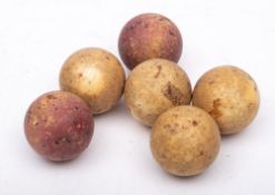 Six early 20th century ivory billiard balls: