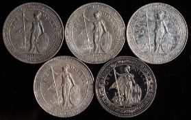 British One Dollar and trade tokens: 1901, 1902, 1908,