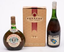 A Vintage bottle of Remy Martin VSOP Cognac: together with a bottle of 1961 Lannepax Trianon