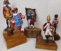 Five assorted resin and white metal large scale hand painted figures: includes Napoleonic, Crimea,