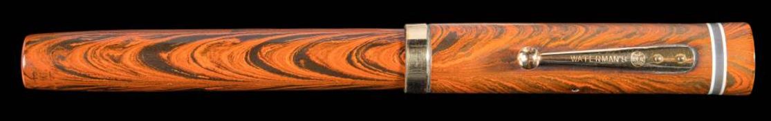 Waterman's. A 1920s hard rubber ripple fountain pen: with Waterman 'Grey' 14k gold nib.