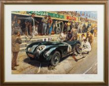 Terence Cuneo (1907-1996) 'Jaguar Pit Stop-Le Mans 1953': signed limited edition print,