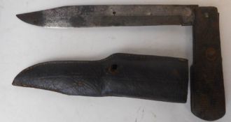 A World War One period German folding trench knife: with 20cm single edged blade,