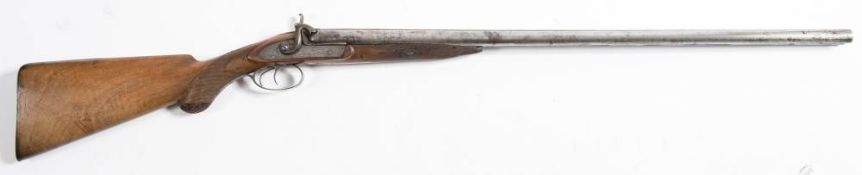 A 19th century percussion cap double barrel shotgun by Perrins: 29 1/2 inch barrels with plain rib
