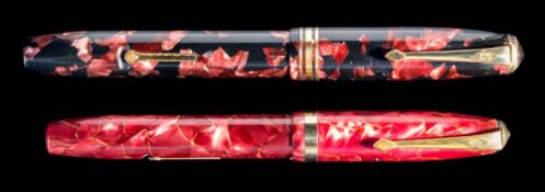 A Conway Stewart No.84 fountain pen, rose with gold vein marble: together with a Conway Stewart No.