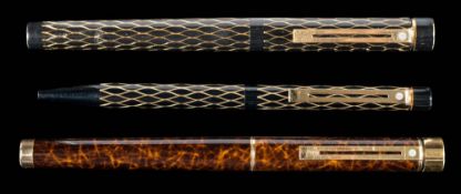 A Sheaffer Targa fountain pen and ballpoint set in a Tulle design with 14k nib: together with a