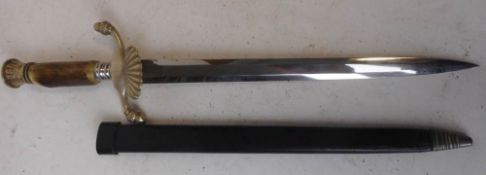 A German hunting hanger: with 24cm double edged blade marked Soligen, Germany,