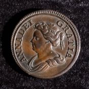 A 1714 Queen Anne farthing.