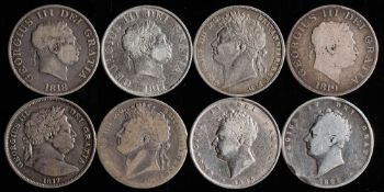 Eight halfcrowns: two 1817,1818, 1819, 1820,1823,