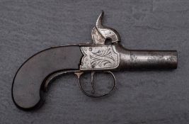 A 19th century percussion cap pocket pistol by Balls & King, London: 1 7/8ths turn off barrel,