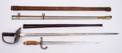 A French chassepot bayonet blade: fitted with an incorrect antler handle,