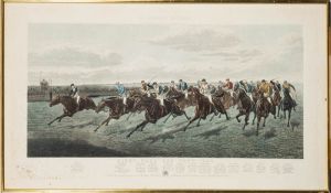 After Ben Herring - The Silks and Satins of The Turf: a polychrome engraving, 62 x 118cm,
