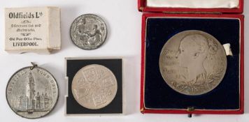 A Victorian Silver Jubilee Medallion in original case: together with a Liverpool 700th anniversary