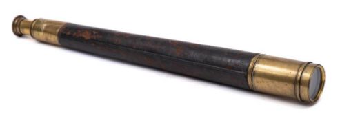 A late 19th/early 20th century leather and brass single draw telescope: unsigned.