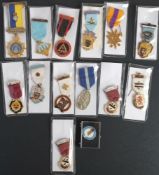 A group of Masonic gilt and enamel jewels: various lodges and dates including a 1952 Steward's