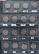 A halfcrown date run of fifty -six coins dating 1911-1967 inclusive: some better grades.