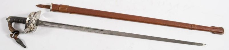 A Victorian 1895 pattern Northumberland Fusiliers Infantry Officers sword by E Thurkle,