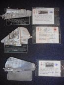 Three aluminium cast plaques for various locomotives: together with certificates.