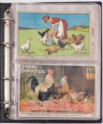 A collection of various postcards relating to chickens: GB and foreign