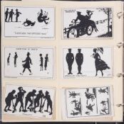 Two albums of WWI postcards: including silk cards, Bruce Bairn's father, topographical and humour ,