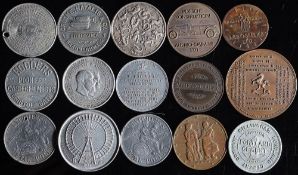 A collection of calendar coins, including two 1895, 1896, 1901, 1902, 1904, 1907 etc.