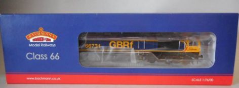 Bachmann, 00 gauge, a Class 66 diesel locomotive No 66731: in GBRf livery, boxed.