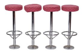 A set of four bar stools from the wardroom of the Royal Navy Daring-class destroyer 'HMS Daring':,