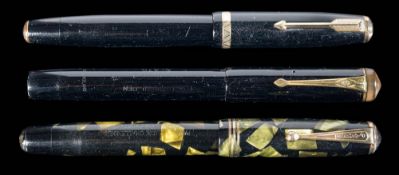 A black Parker NS Duofold fountain pen with 14k nib circa 1946: together with a Parker Challenger