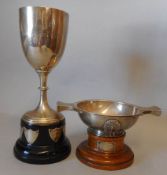 A silver twin handled presentation porringer, maker S.