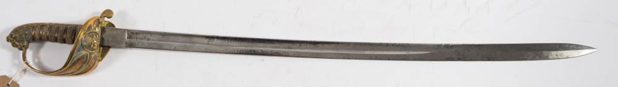 A 19th century Royal Navy Regulation pattern Officers sword: the slightly curved single edge blade