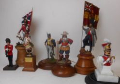 Seven resin and white metal large scale hand painted figures and busts: includes Napoleonic figures,