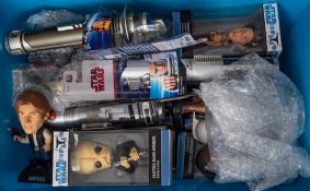 Funko and others: a boxed group of Star Wars bobble heads, Star Wars mugs,