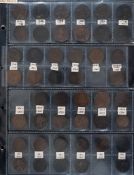 A collection of three sheets of halfpennies from 1699,