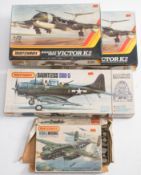 Four Matchbox scale model aircraft kits: comprising two PK551 'Victor K.