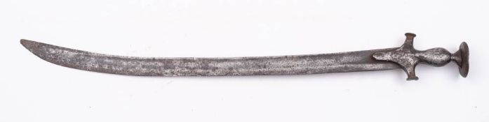 A 19th century steel talwar: with 62cm curved single edged blade,