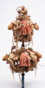 A scratch built automaton of May Day dancers: comprising two tiers of dancers with wooden castanets