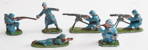 A group of six early 20th century French diecast soldiers: maker unknown (6)