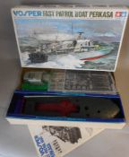 Tamiya, 1/72nd scale Vosper Fast Patrol Boat Perkasa: unchecked for missing parts or decals, boxed.