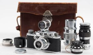 A 1939 Leica Model IIIb camera: serial number 3261264, fitted Litez Elmar 50mm lens,