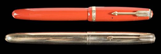 A Parker 51 'Signet' fountain pen in gold fill finish: together with a Parker Danish Duofold in