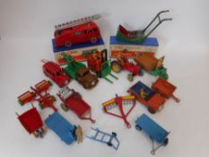 Dinky - a collection of assorted farm and other vehicles: including No 555 Fire Engine,