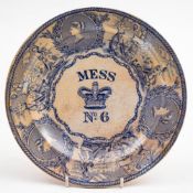 A Victorian blue and white mess plate 'young-head' pattern, No.