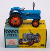 Corgi 55 Fordson 'Power Major' Tractor: blue with orange hubs and black tyres, sprung exhaust,