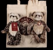 Two Charlie Bears Teddy bears: 'Cindy' and 'Tiana', designed by Isabelle Lee,