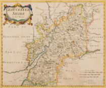 MORDEN, Robert : Gloucestershire, hand coloured map, size 415 x 330 mm, attractively F & G, c1695.