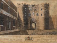 EXETER, The East View of the East Gate : hand coloured aquatint, Jukes and John Hayman,