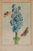 BOTANICAL PRINTS : Nine hand coloured copper engravings in attractive bamboo simulated frames.