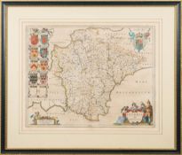 BLAEU, Jan - Devonia vulgo Devon-shire : hand coloured map, size : 485 x 390, F & G, 1645.