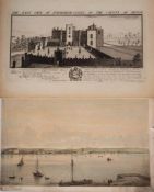 EXETER : Six engravings - Stukeley, W, Prospect of Exeter, 1723. Mutlow, H, plan of Exeter, 1822.