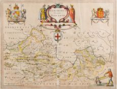 BERKSHIRE : ( Bercheria Vernacule Barkshire) : by Jan Blaeu, hand coloured map, size : 495 x 380 mm,